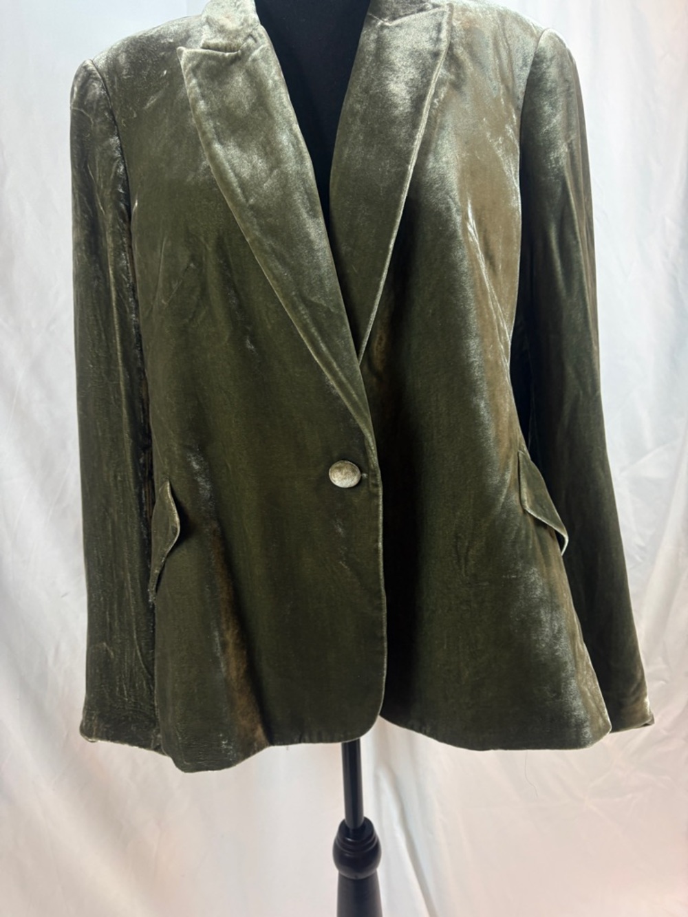 L'AGENCE Olive Velvet Single-Button Blazer - Picture 4 of 13